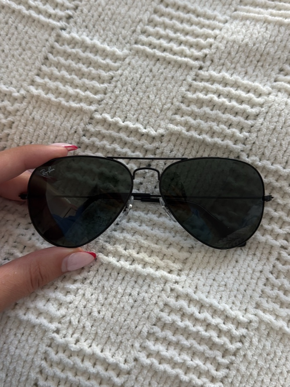 Ray-Ban Women's Black Aviator Sunglasses with Dark Lenses